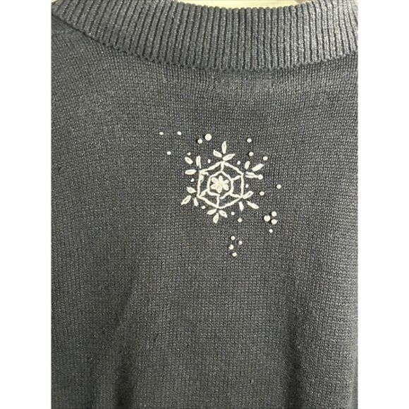 Women's STUDIO JOY Holiday Zip Up Sweater Vest ~ Black White Snowflakes Size XL - Picture 7 of 7